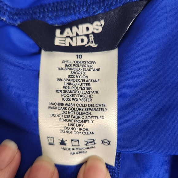 Lands' End Blue White Floral Stretch Skort Tennis Preppy Athletic Pockets SZ 10 - Picture 7 of 14